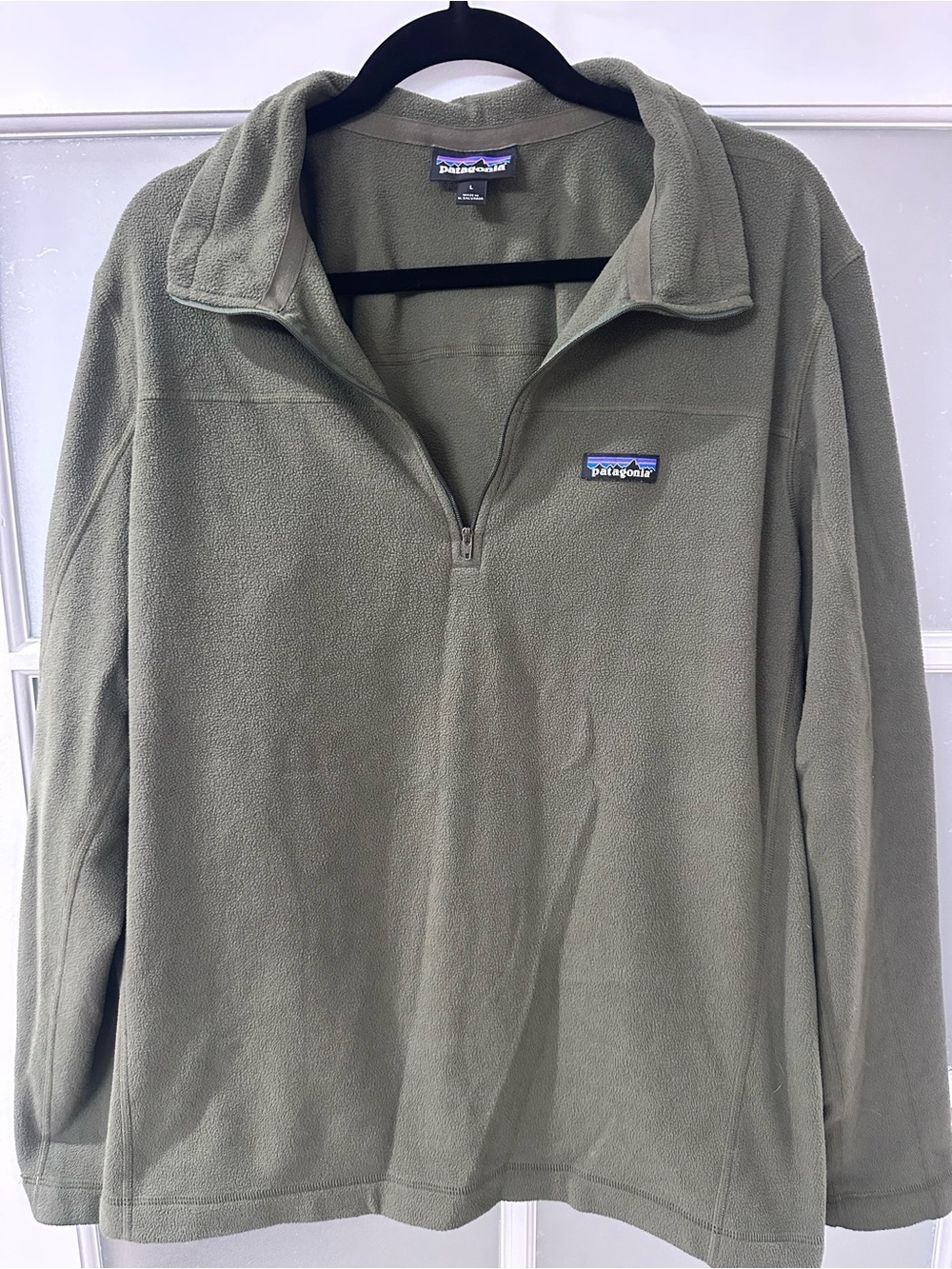 Patagonia Men’s Large Olive Green Synchilla Quarter Zip Fleece Pullover